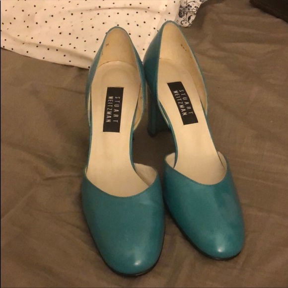 Stuart Weitzman Teal pump Like New 8.5 fits 8 - Picture 4 of 5